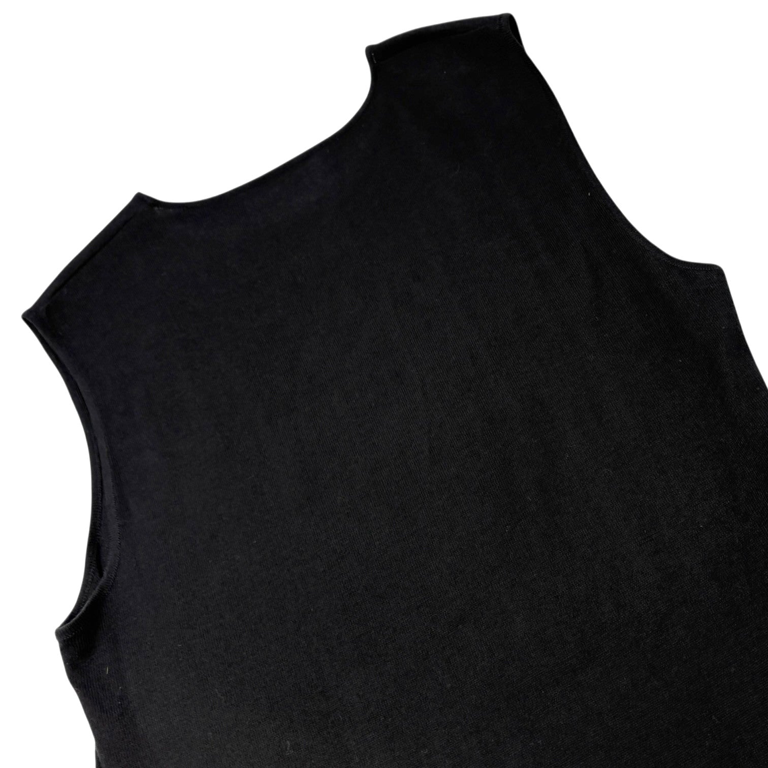 CHANEL Vintage 05C CC Logo T-shirt Knit Tank Top #42 Black Cotton Stitch