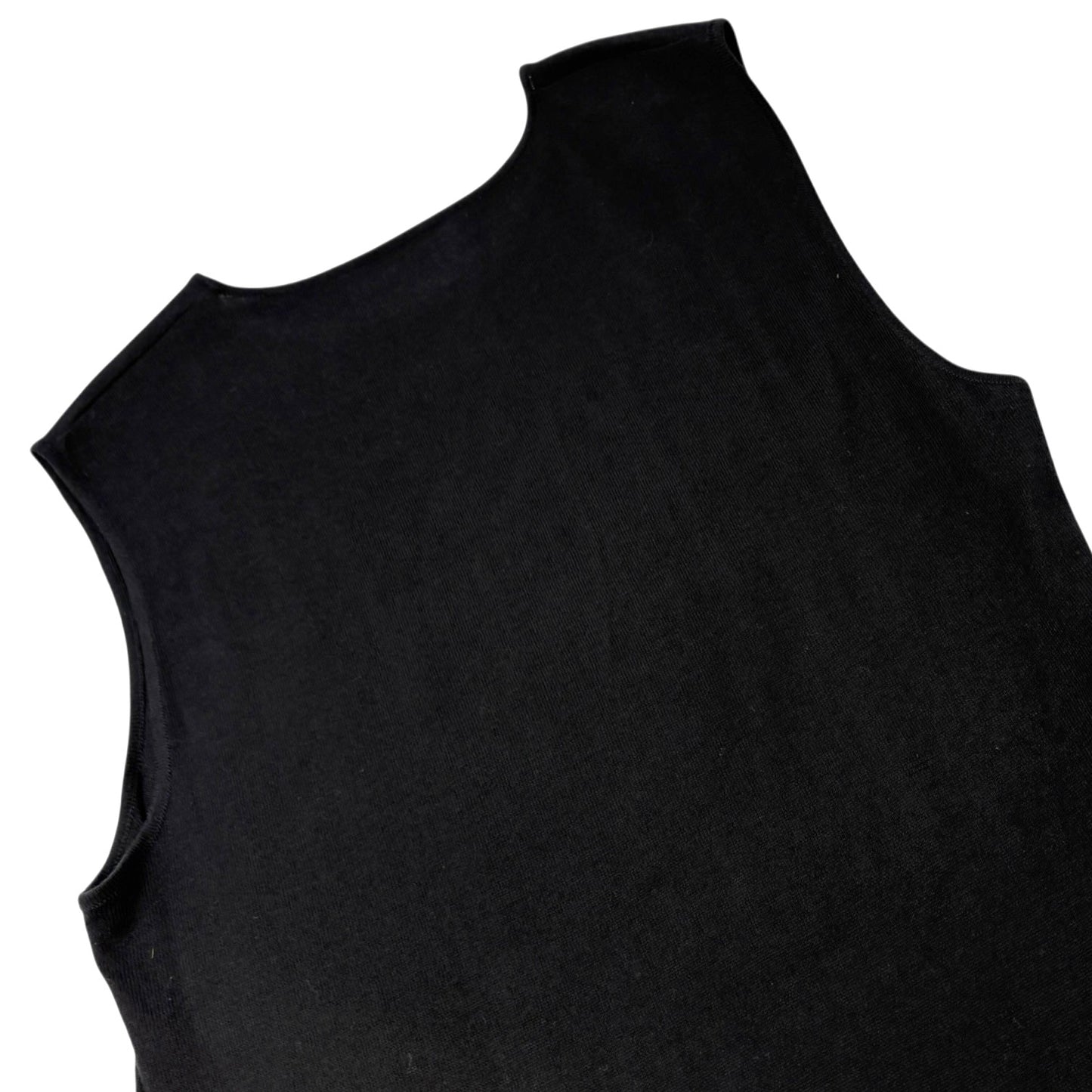 CHANEL Vintage 05C CC Logo T-shirt Knit Tank Top #42 Black Cotton Stitch