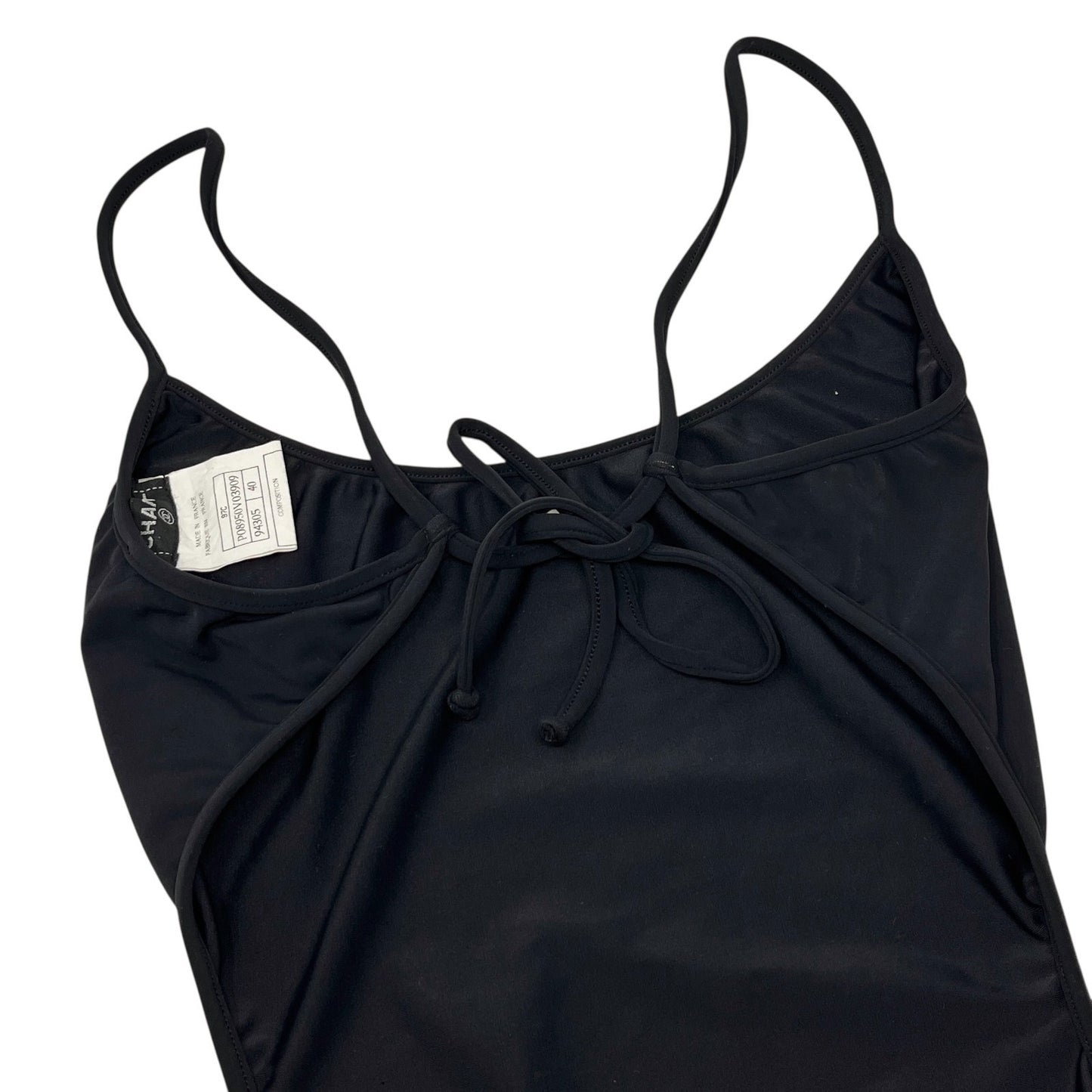 CHANEL Vintage 97C CC Mark Logo Swimsuit Swimwear One-piece Black White Nylon