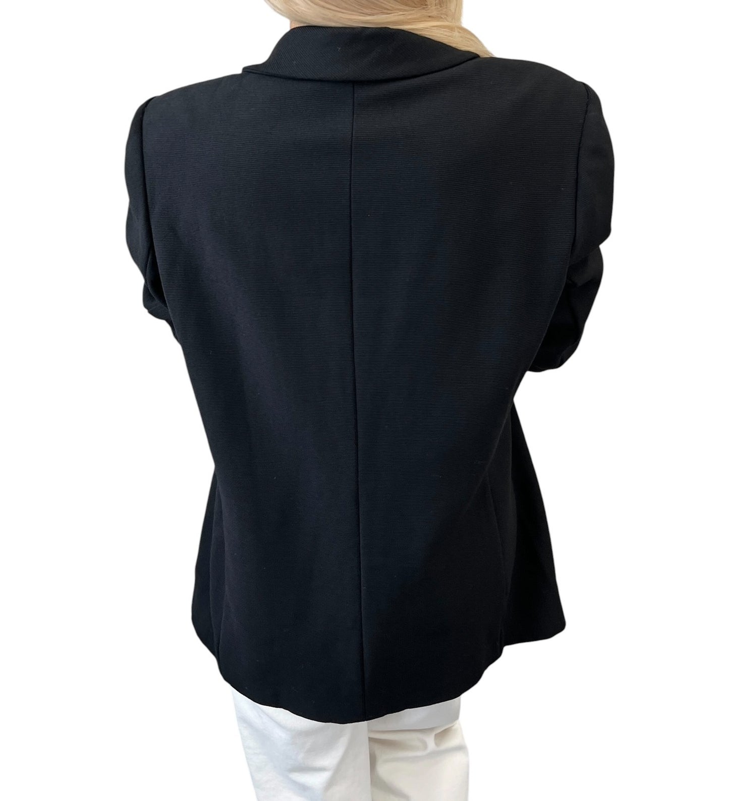 CHANEL Vintage 95C CC Logo Button Blazer Jacket #40 Black Gold Wool 901986