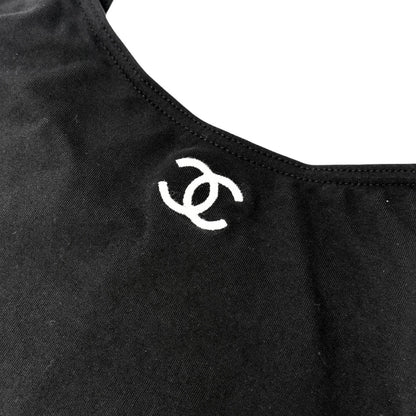 CHANEL Vintage 98P CC Logo Swimwear Swimsuit One-piece #40 Black Nylon 902283
