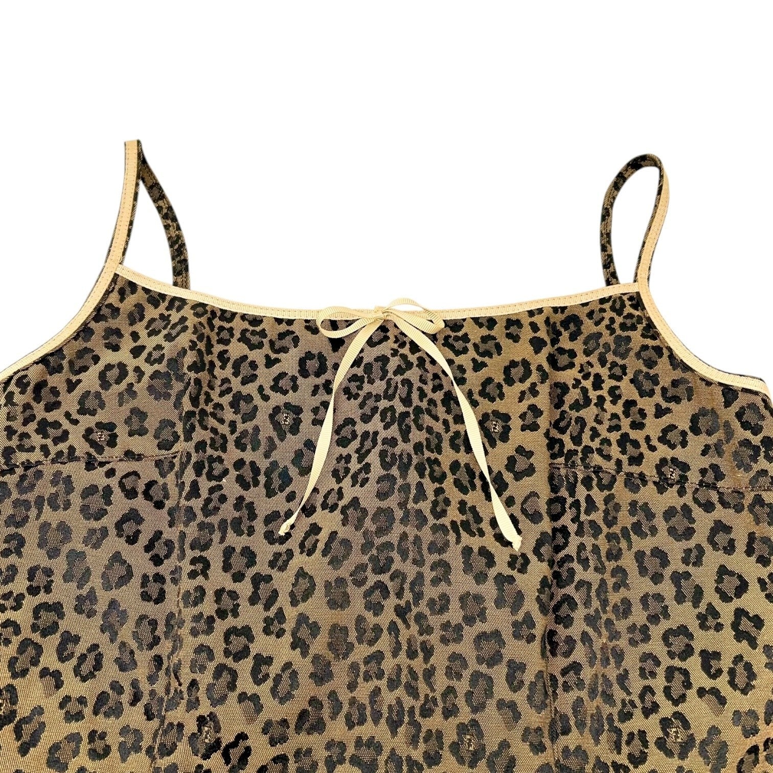 FENDI Vintage FF Logo Leopard Dress One-piece #44 Brown Black Sleeveless