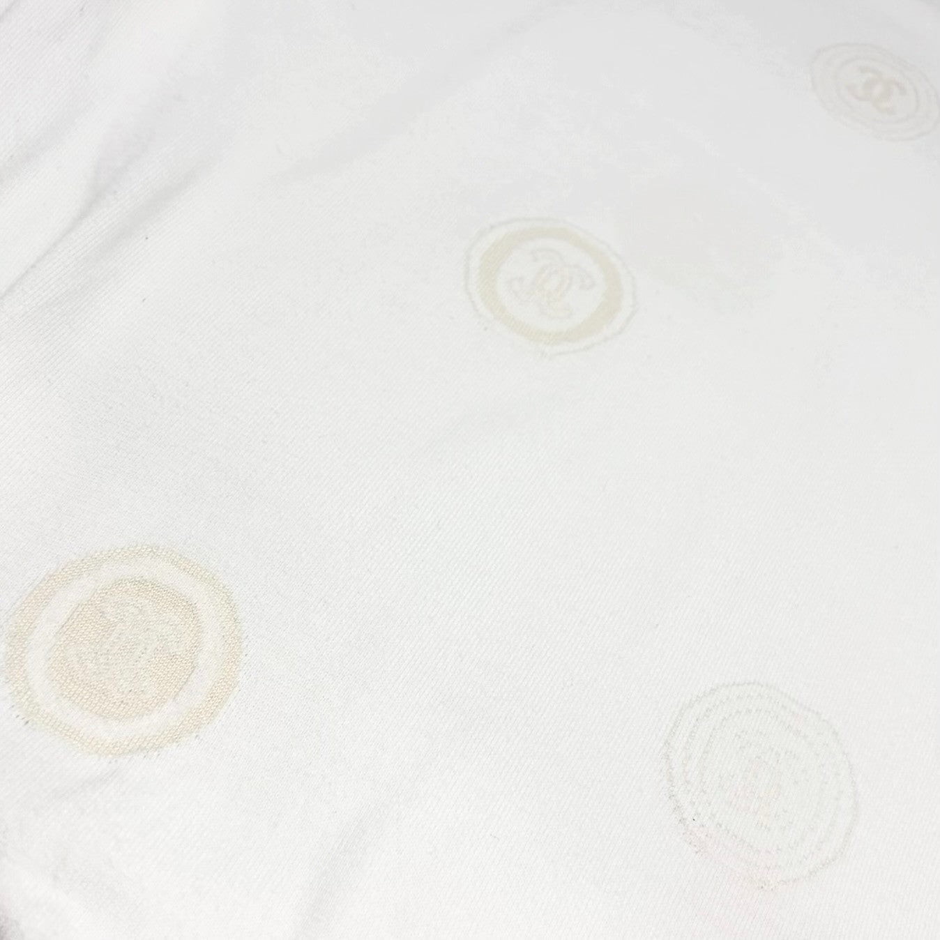 CHANEL Vintage 01P CC Logo Stamp Knit Sweater Top #46 White Pullover  902032