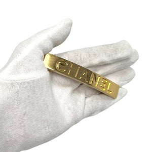 CHANEL Vintage 97A CC Mark Logo Gold Medium Barrette Hair Accessory Metal