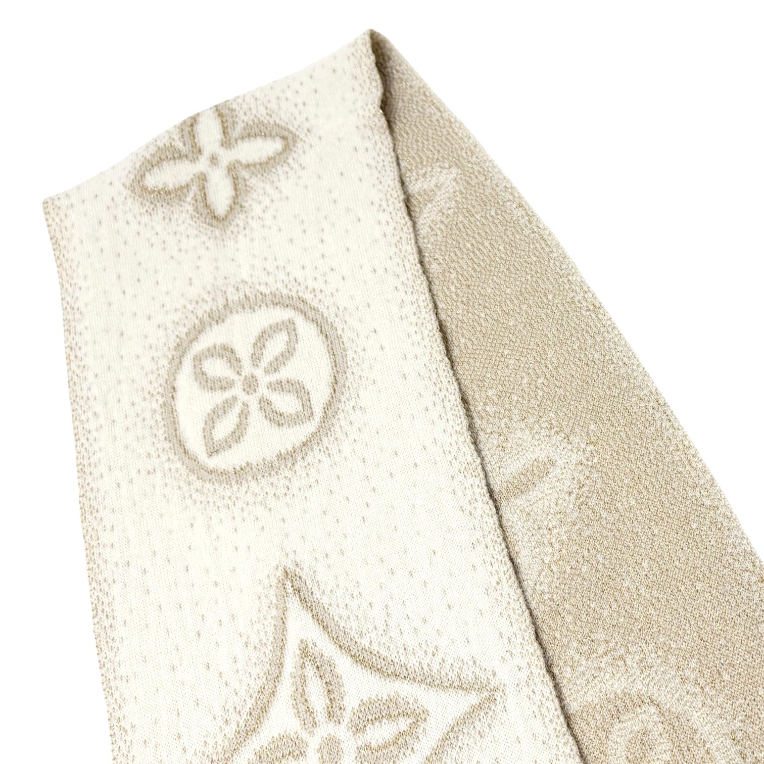 LOUIS VUITTON Vintage Monogram Shine Fox Fur Knit Scarf Shawl Cream Cashmere