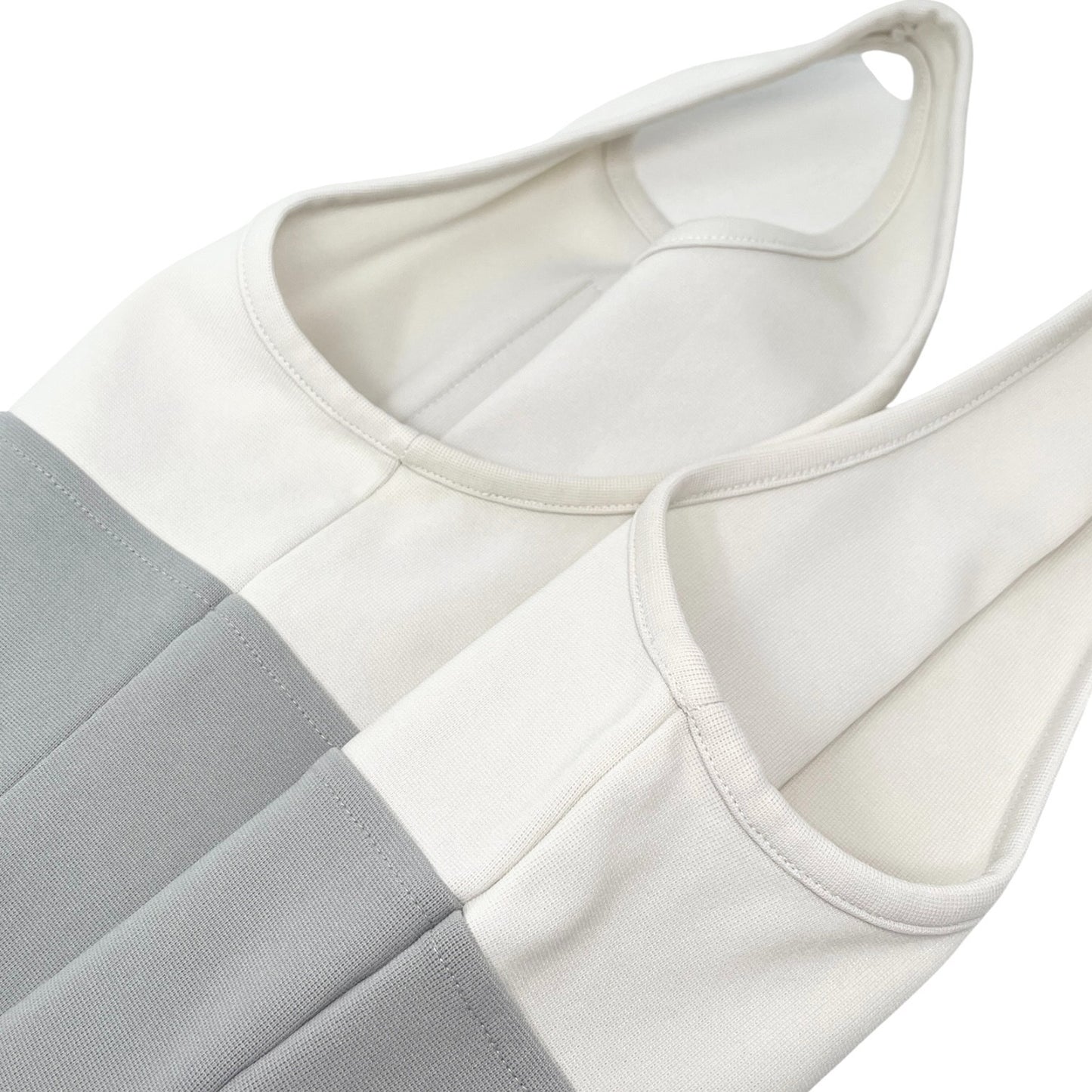 CHANEL Sport Vintage 01P Big CC Logo Tank Top #42 Gray White Nylon 106915