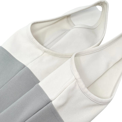 CHANEL Sport Vintage 01P Big CC Logo Tank Top #42 Gray White Nylon 106915