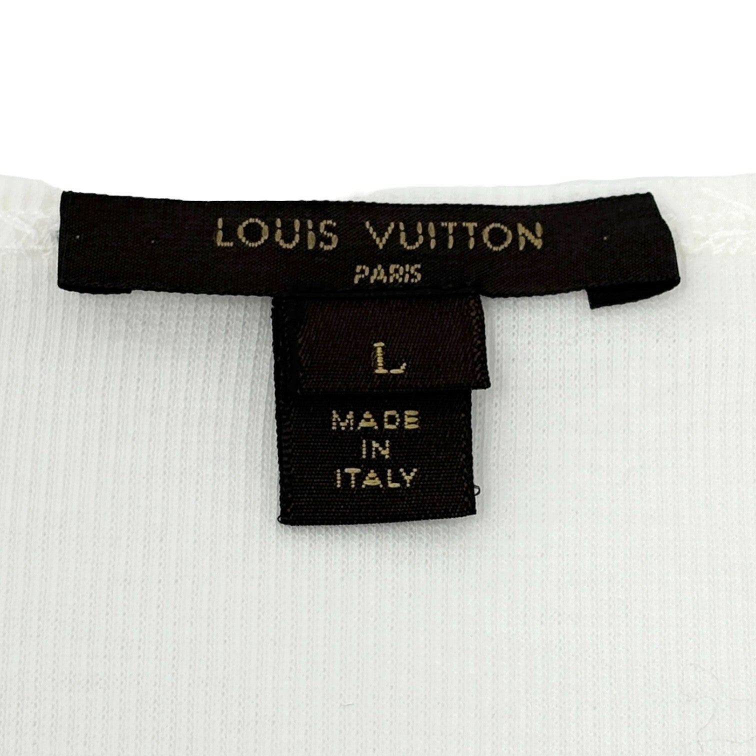 LOUIS VUITTON Vintage LV Logo Beads Knit T-shirt Top #L Cream White Cotton