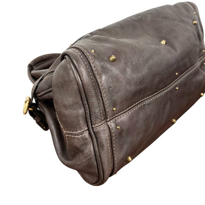Chloe Vintage Paddington Padlock Key Boston Bag Leather Brown Gold 902317