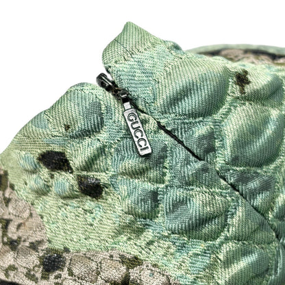 GUCCI Vintage Python Print Textured Dress Sleeveless #42 Green Black 902916