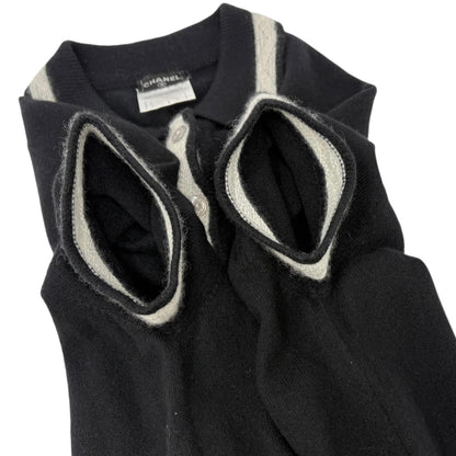 CHANEL Vintage 04A CC Logo Knit Polo Shirt Top Sweater #38 Cashmere Black