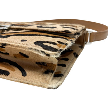 FENDI Vintage Mamma Baguette Leopard Shoulder Bag Brown Pony Calf Hair 902353