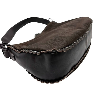 Christian Dior Vintage Trotter Monogram Ethnic Shoulder Bag Heart Brown 902469