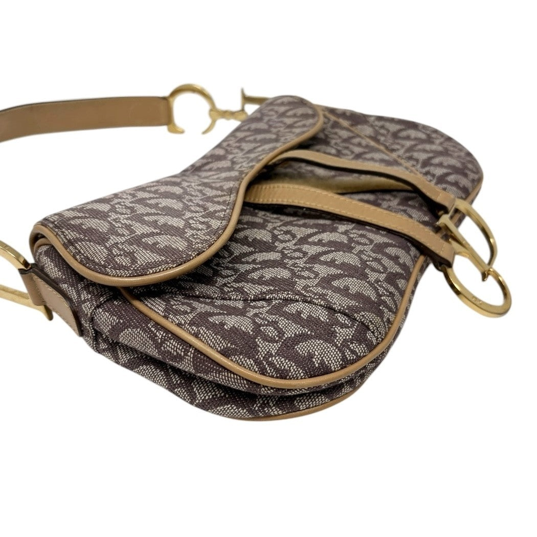 Christian Dior Vintage Trotter Monogram Double Saddle Bag Brown Canvas 902347