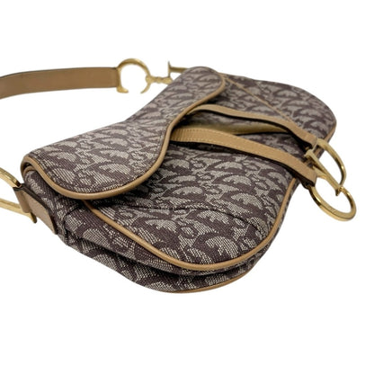 Christian Dior Vintage Trotter Monogram Double Saddle Bag Brown Canvas 902347