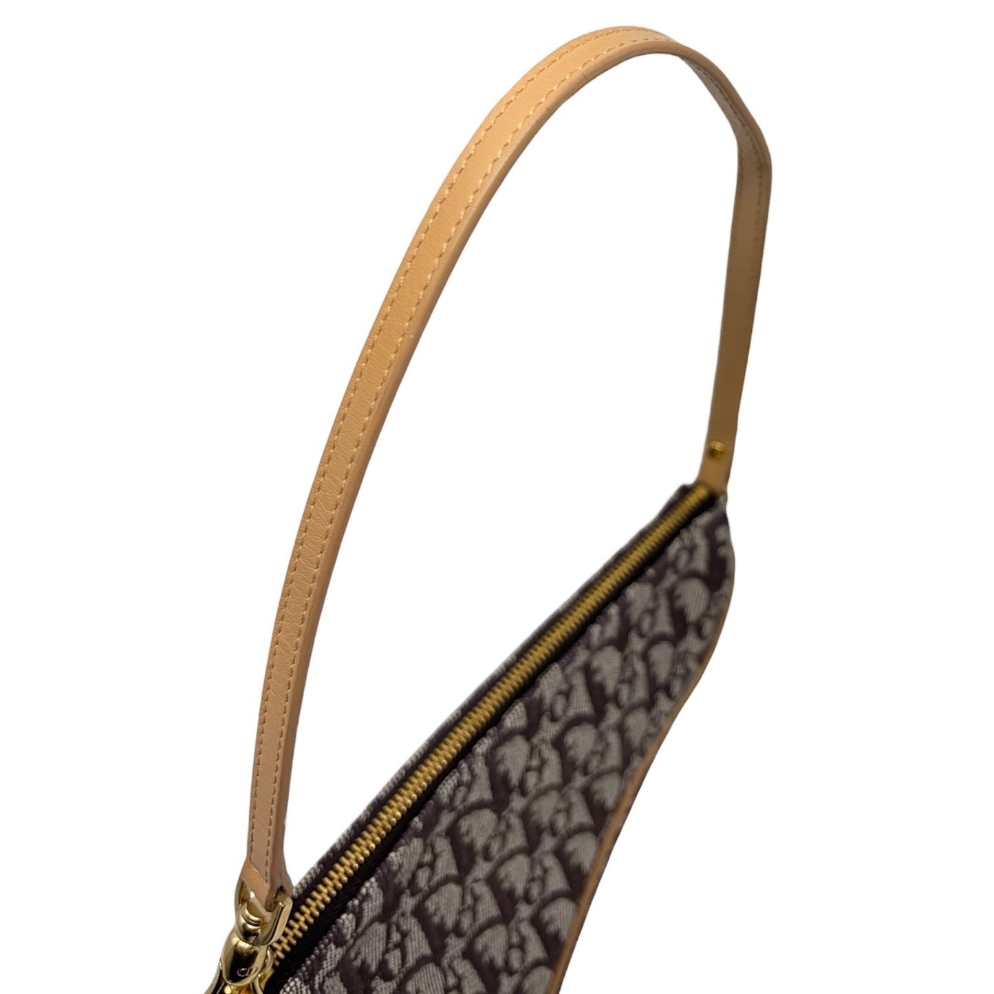 Christian Dior Vintage 2001 Trotter Monogram Mini Saddle Bag Brown Canvas Leathe