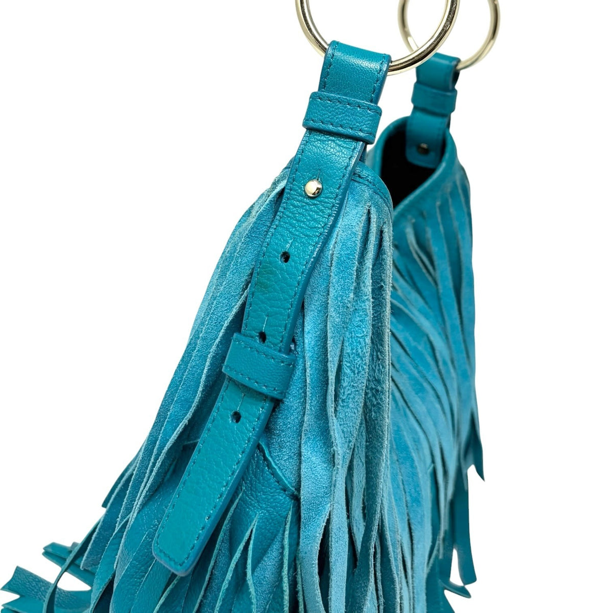 Yves Saint Laurent Vintage Rive Gauche Fringe Boheme Shoulder Bag Blue 902913
