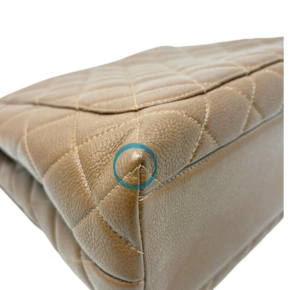 CHANEL Vintage CC Turnlock Quilted Top Handle Bag Brown Gold Leather 902334