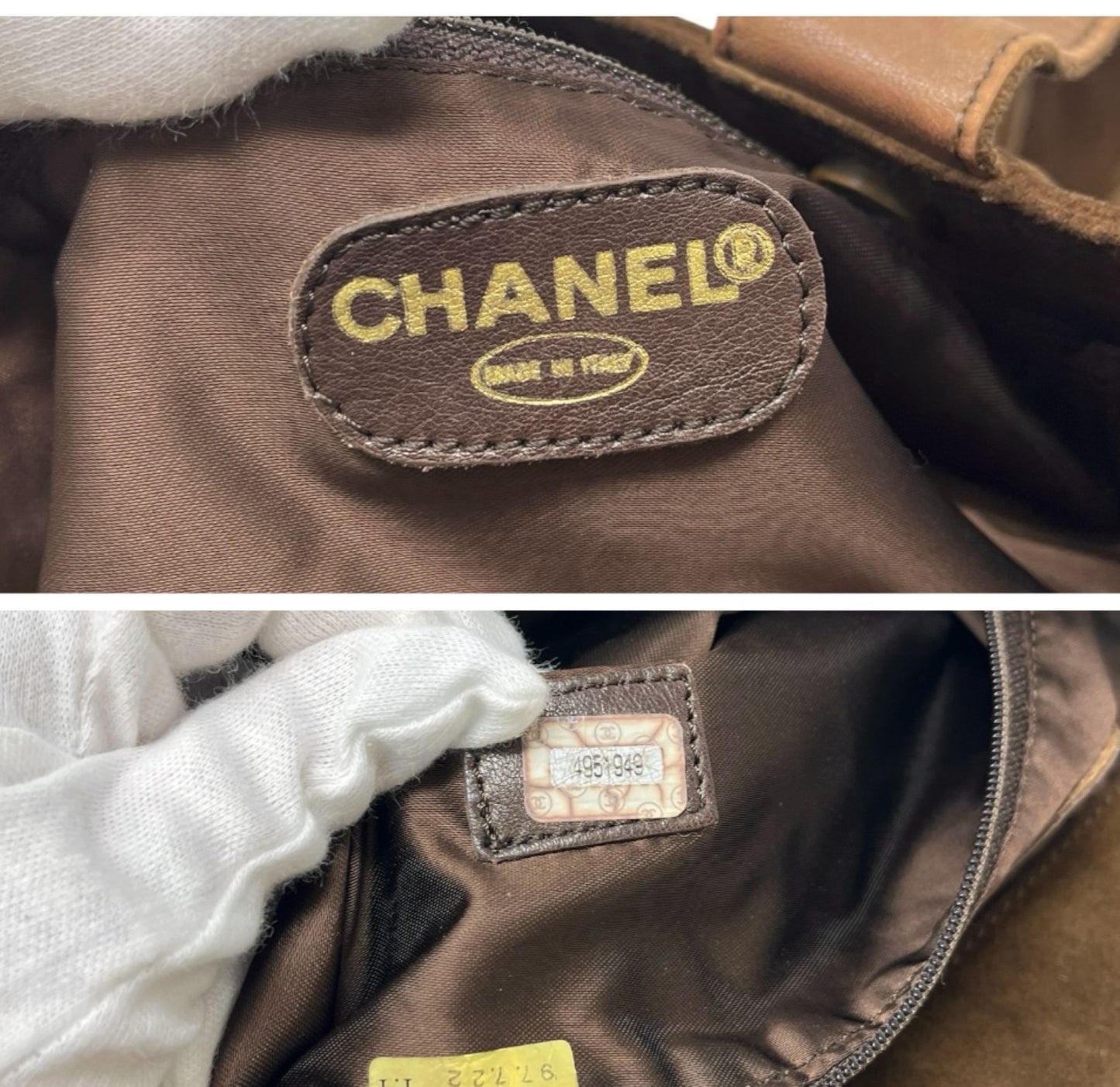 CHANEL Vintage CC Logo Suede Shoulder Tote Bag Fringe Brown Stitch 902594