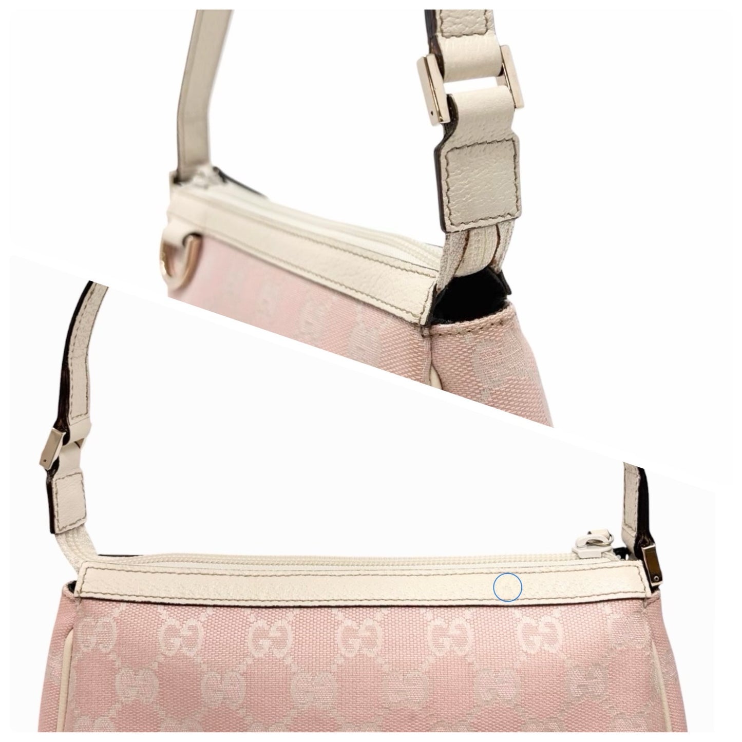 GUCCI Vintage GG Monogram Logo Abbey Shoulder Bag Pink Gold Canvas 902056