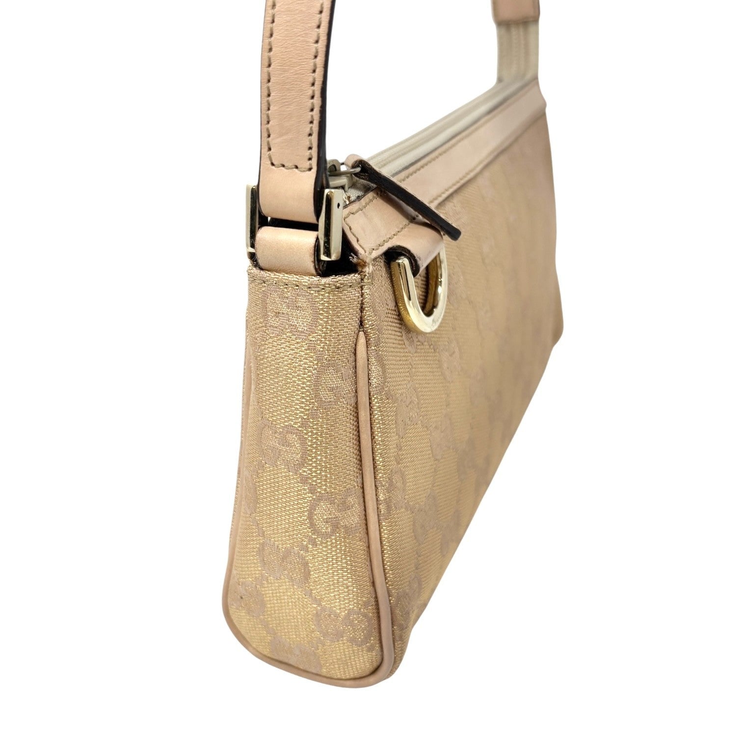 GUCCI Vintage GG Monogram Abbey Mini Pochette Shoulder Bag Canvas Pink Gold