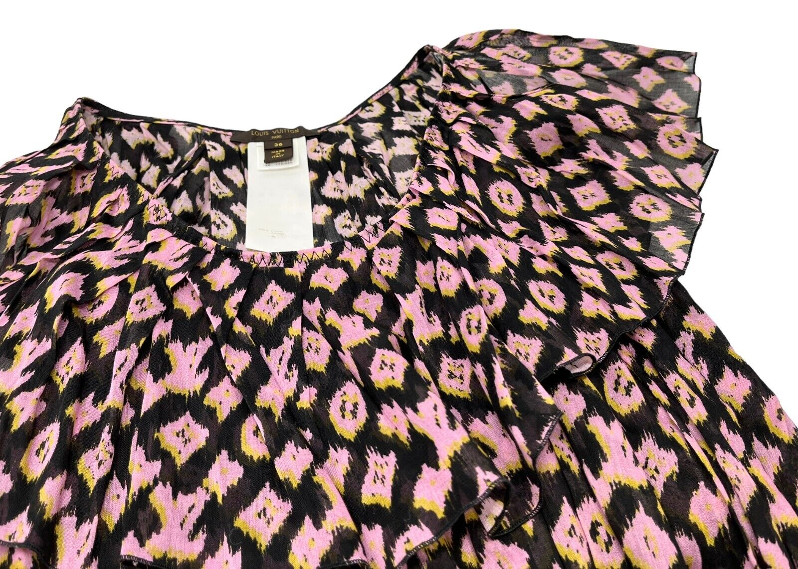 LOUIS VUITTON Vintage LV Monogram Tunic Top #36 Pink Black Cotton RankA