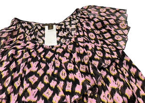 LOUIS VUITTON Vintage LV Monogram Tunic Top #36 Pink Black Cotton RankA