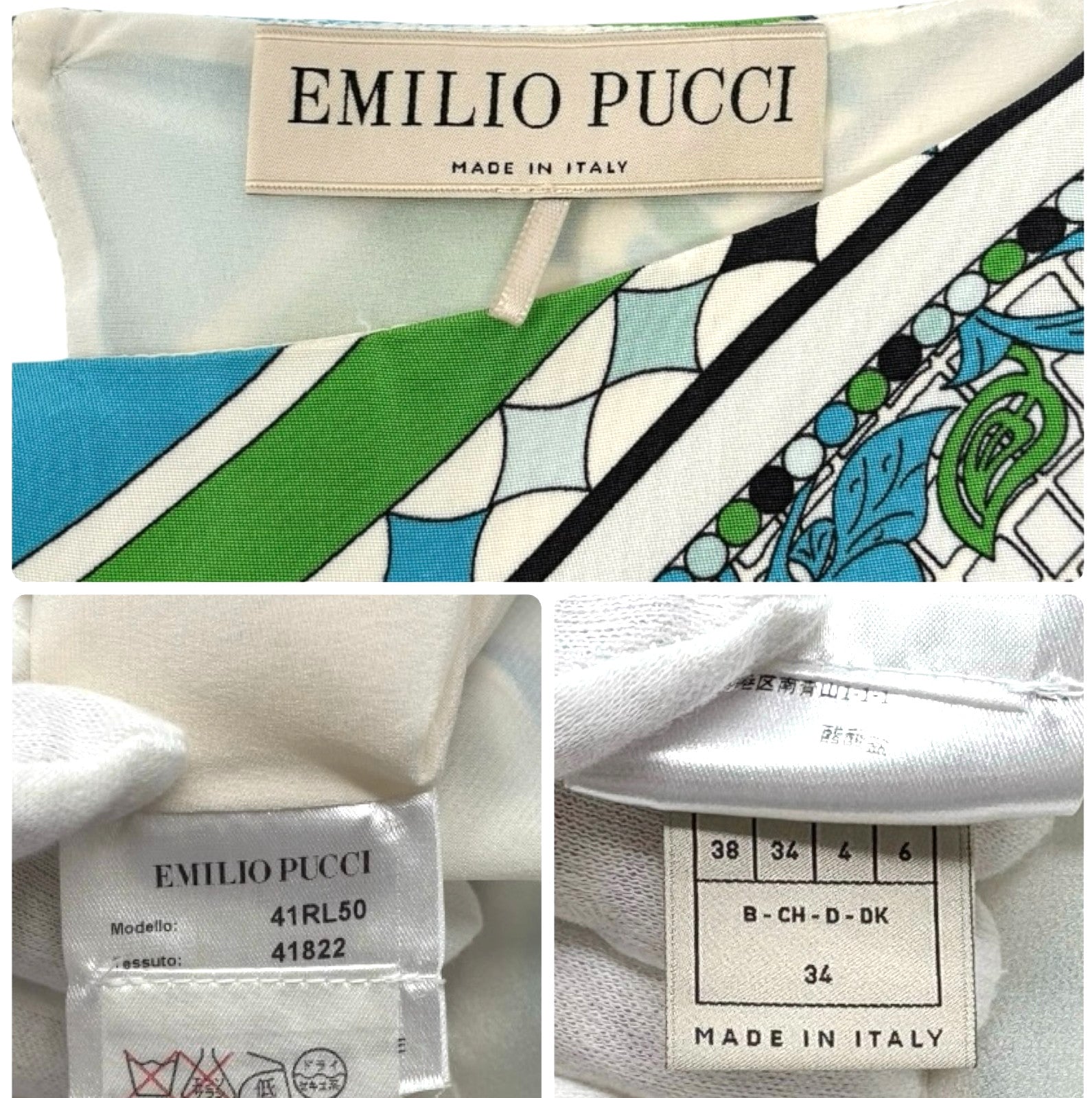 Emilio Pucci Vintage Logo Dress One-Piece #34 Multicolor Blue