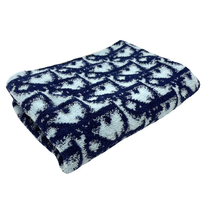 Christian Dior Vintage Trotter Monogram Beach Towel Accessory Blue Cotton RankAB