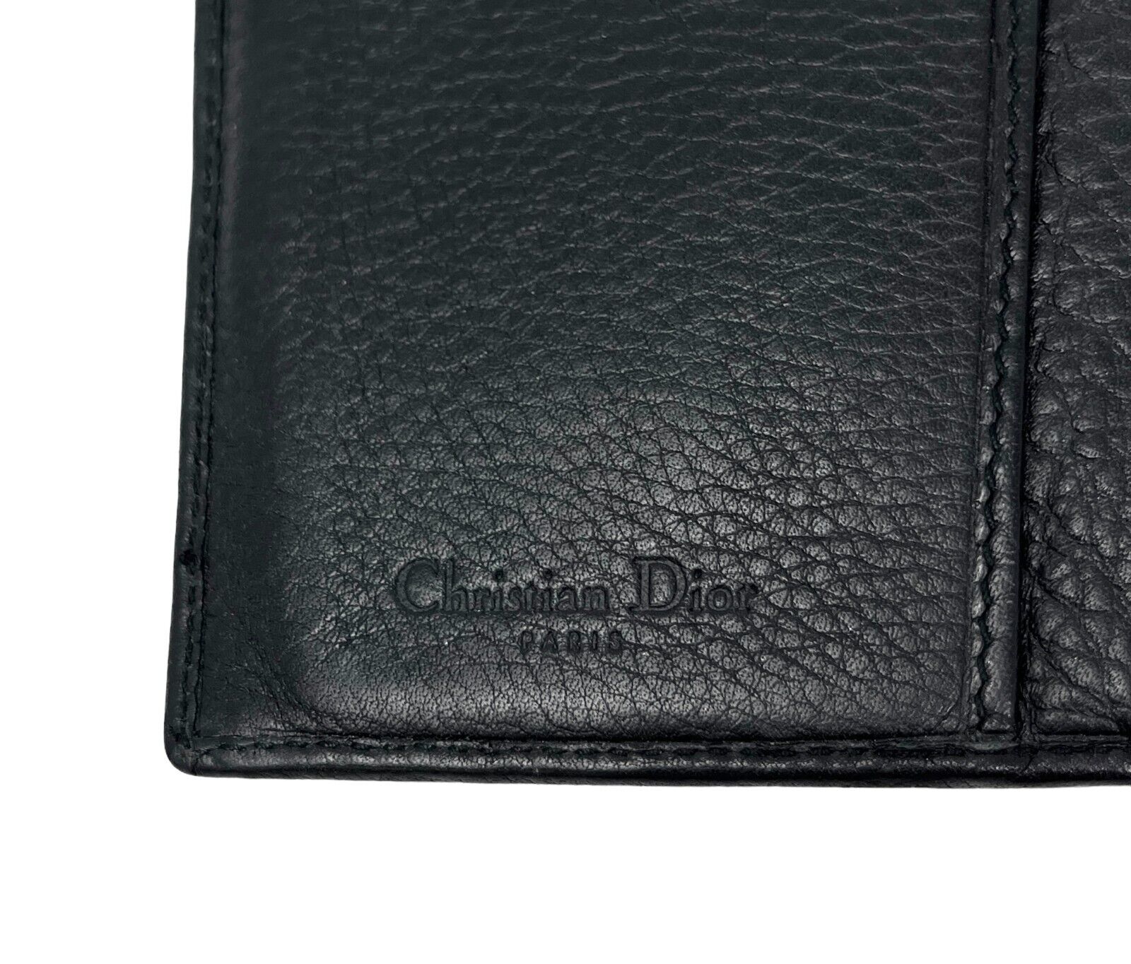 Christian Dior Vintage Logo Street Chic Wallet Purse Black Leather RankAB