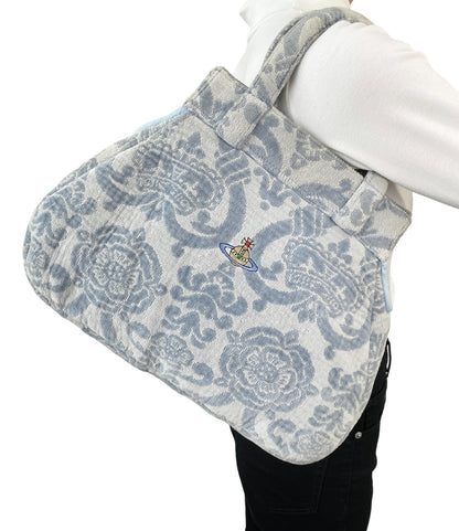 Vivienne Westwood Vintage Orb Logo Terry Cloth Tote Bag Blue Cotton 901821