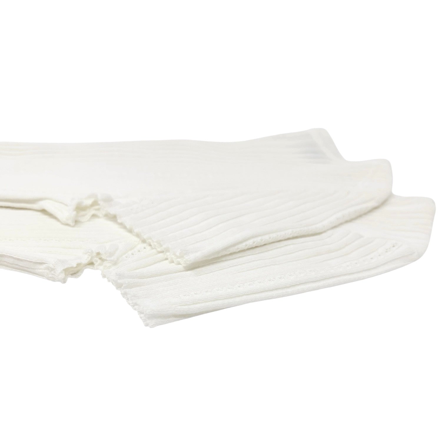 CHANEL Vintage 08P CC Mark Logo Rib Knit T-shirt Top #38 White Gray Cotton