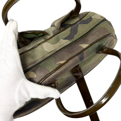 Christian Dior Vintage 2000 Camouflage Double Saddle Bowler Bag Khaki 902423