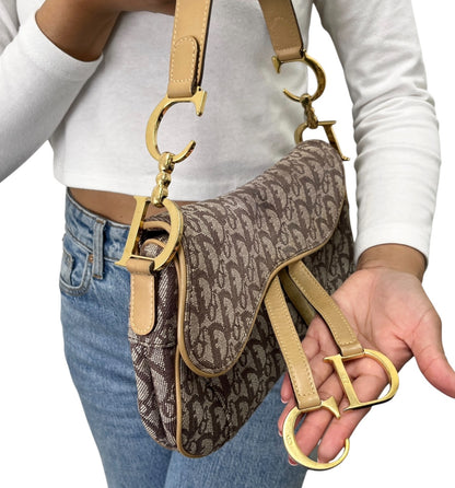 Christian Dior Vintage Trotter Monogram Double Saddle Bag Brown Canvas 902347