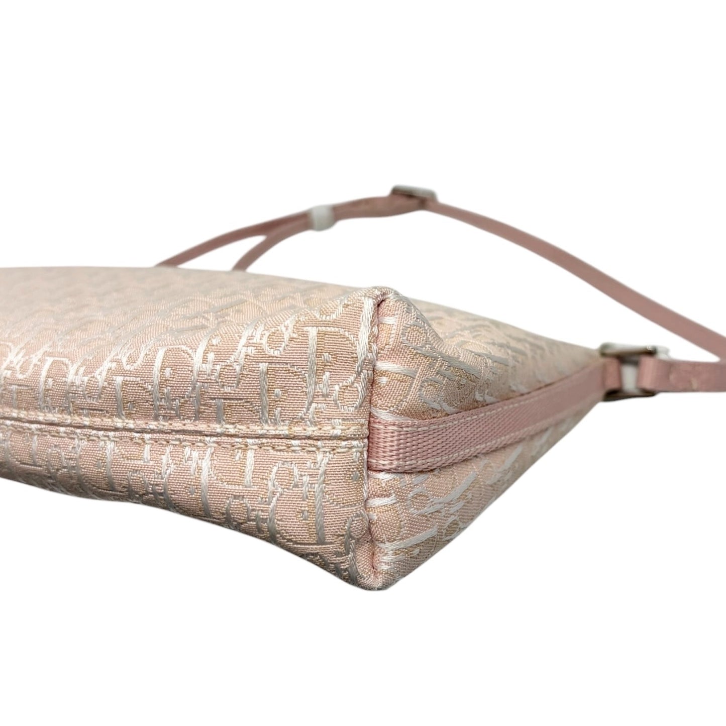 Christian Dior Vintage Trotter Monogram Logo Shoulder Bag Pink Canvas 901956