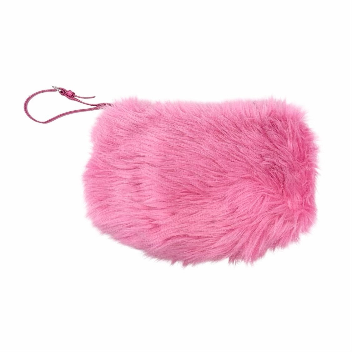 PRADA Vintage Logo Faux Fur Pelliccia Clutch Bag Wristlet Pouch Pink 902250