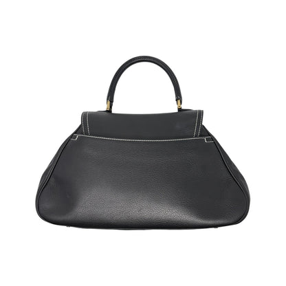 Christian Dior Vintage Double Saddle Stitch 2way Bag  Black Leather 902446