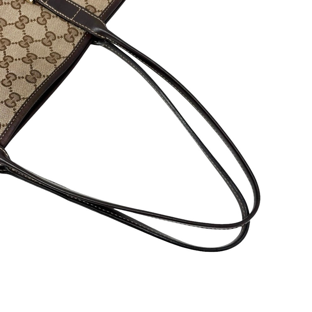 GUCCI Vintage GG Monogram Tote Shoulder Bag Brown Beige Canvas Leather 902829