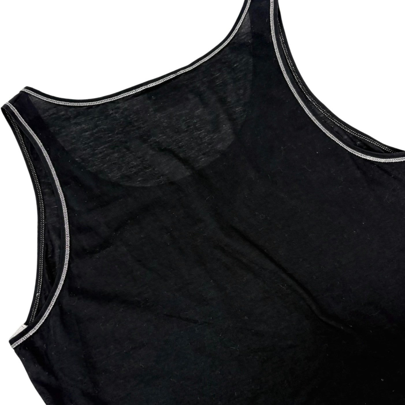 CHANEL Sport Vintage 06P CC Logo Side Stripe Tank Top #40 Black Silver 901948