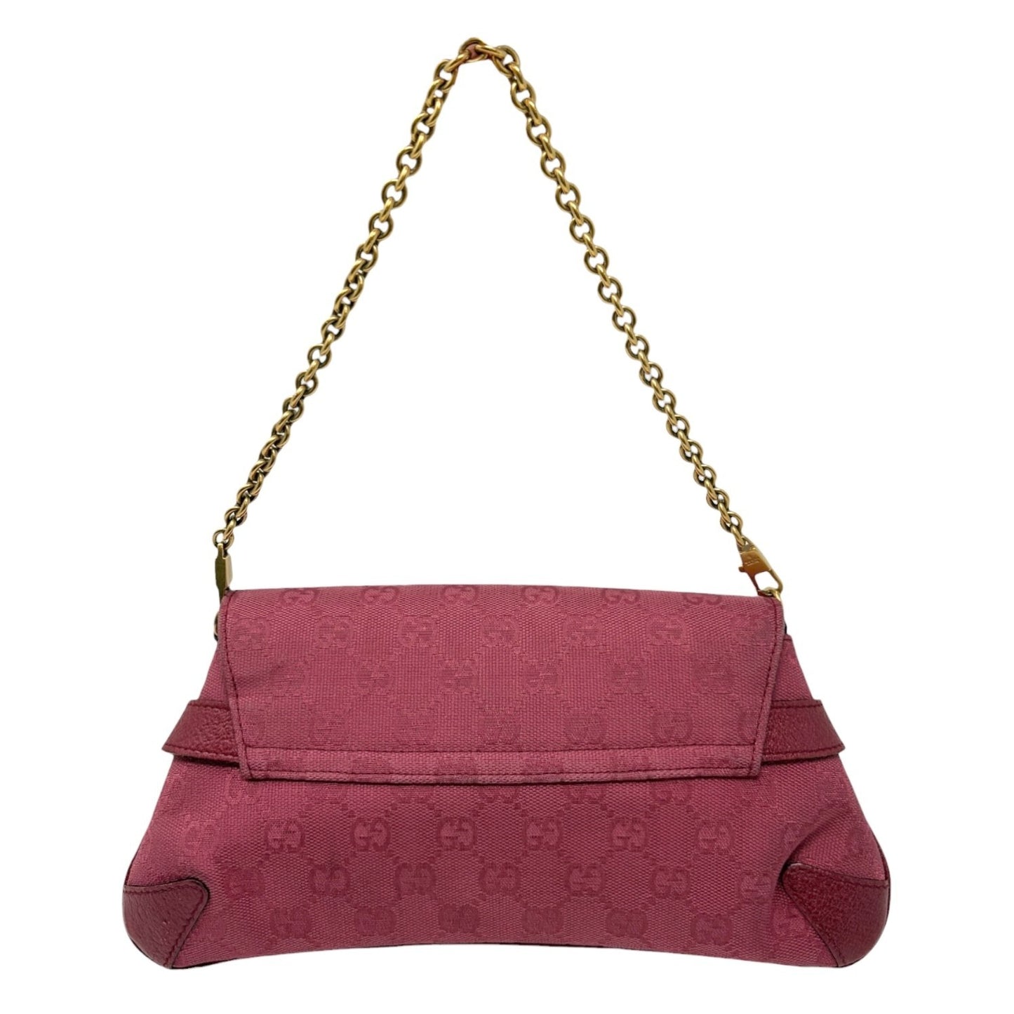 GUCCI Vintage GG Monogram Horsebit Chain Shoulder Bag Pochette Pink 901818