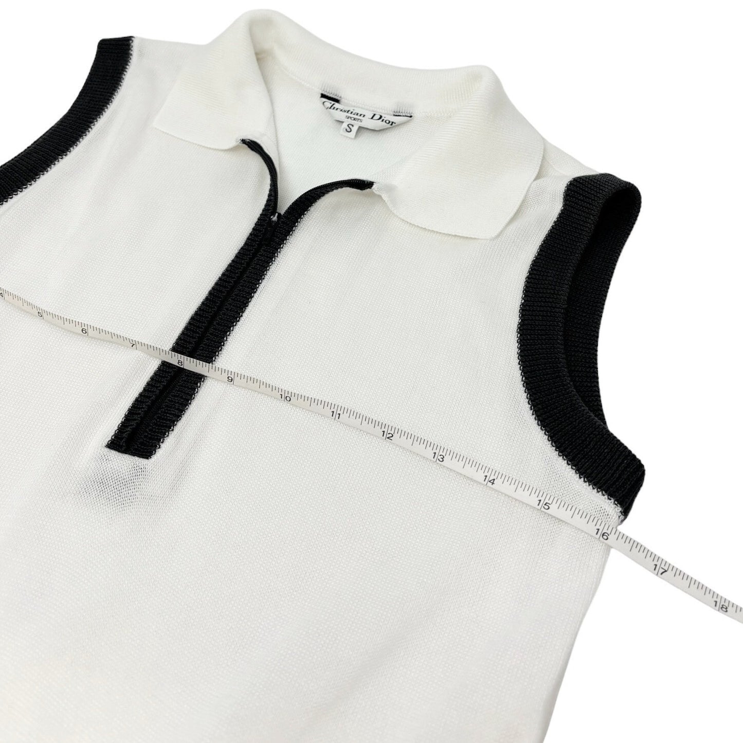 Christian Dior Sports Vintage Big Logo Sleeveless Top #S White Cotton Rank AB