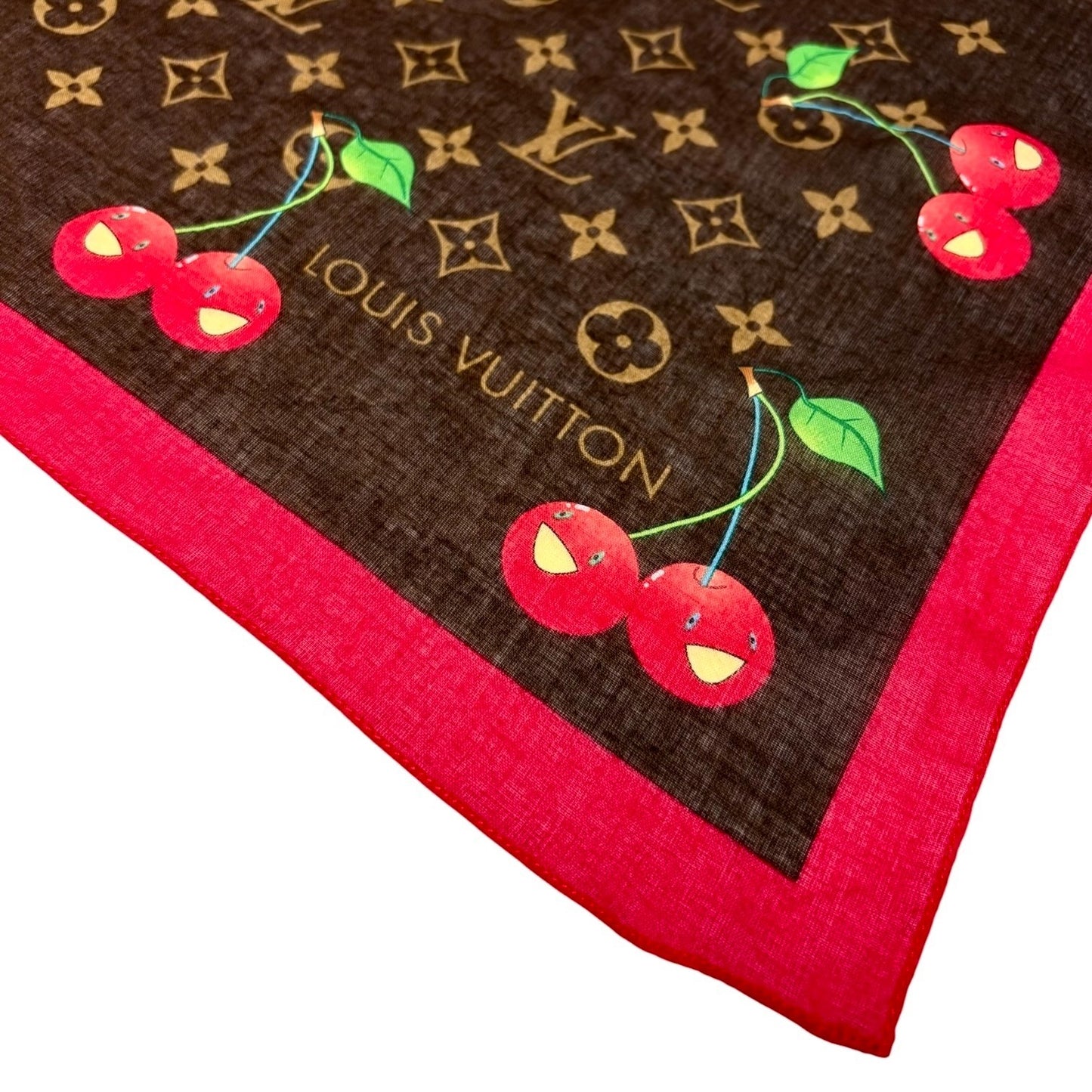 LOUIS VUITTON Vintage LV Monogram Cherry Scarf Wrap Takashi Murakami 902243