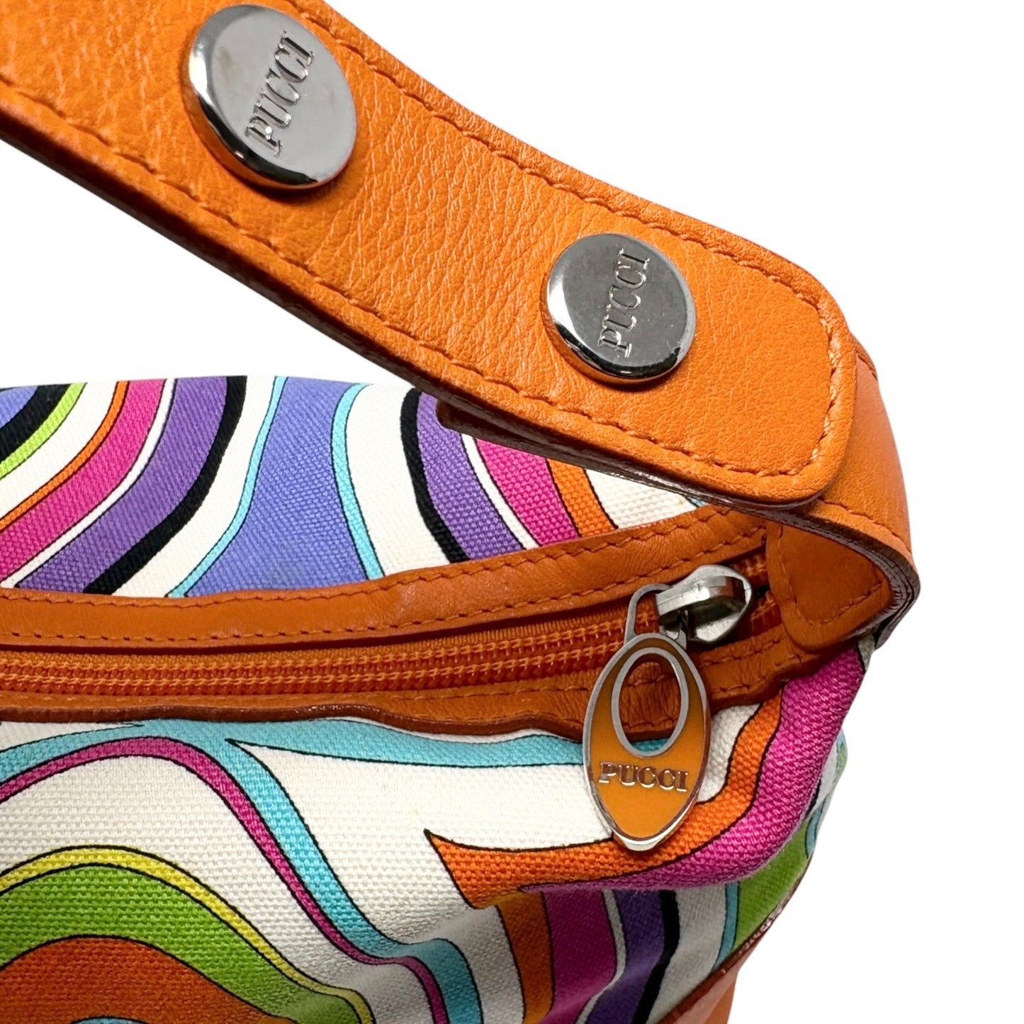 EMILIO PUCCI Vintage Logo Geometric Print Bag Orange Multicolor 901875