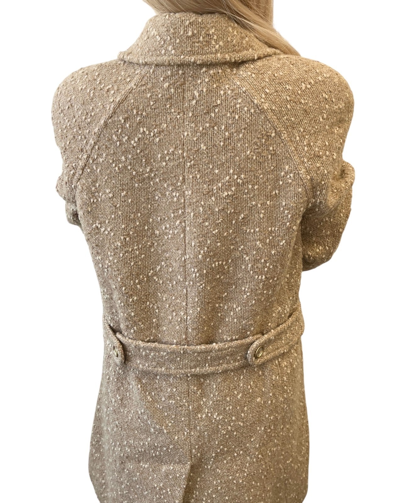 CHANEL Vintage 01A CC Logo Tweed Alpaca Blazer Coat Jacket #38 Light Brown