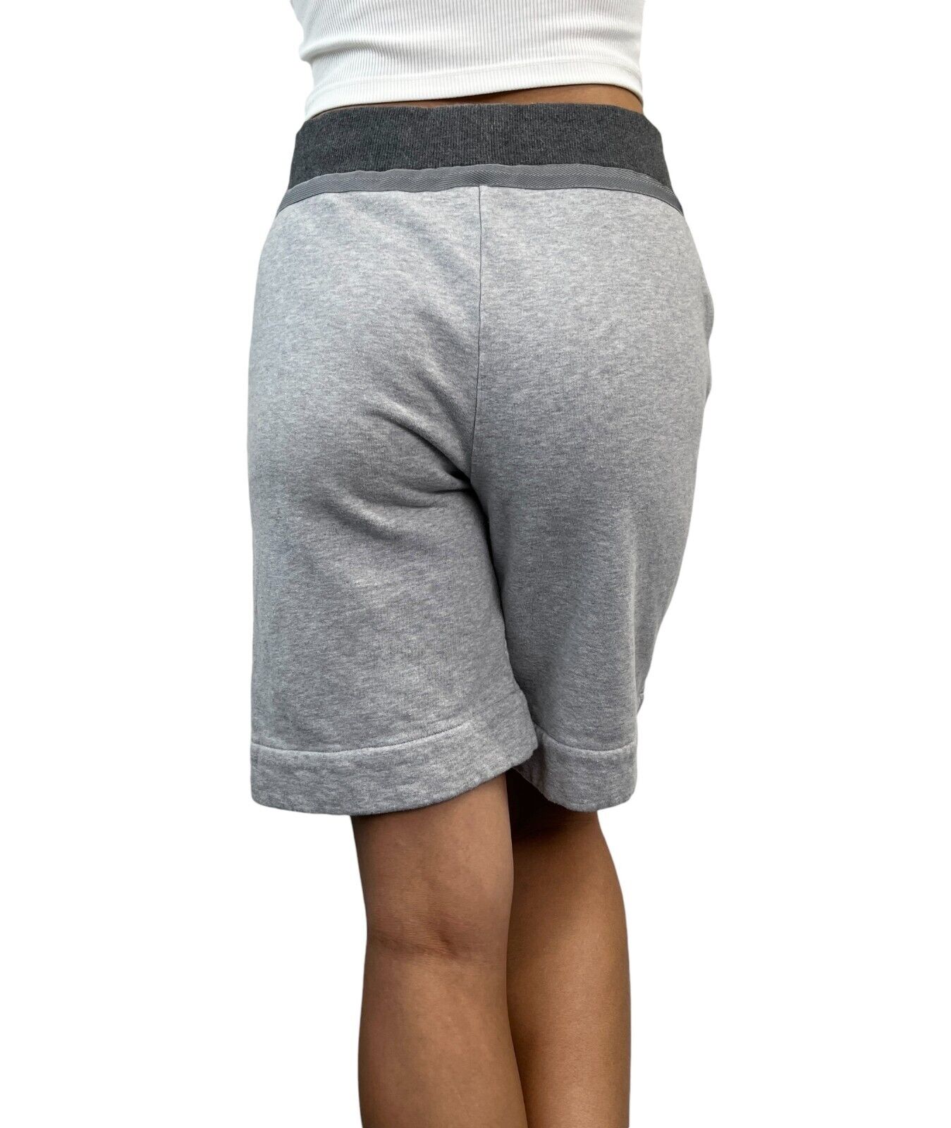 CHANEL Vintage P37999 CC Mark Big Logo Half Pants #34 Sweat Pocket Gray Cotton