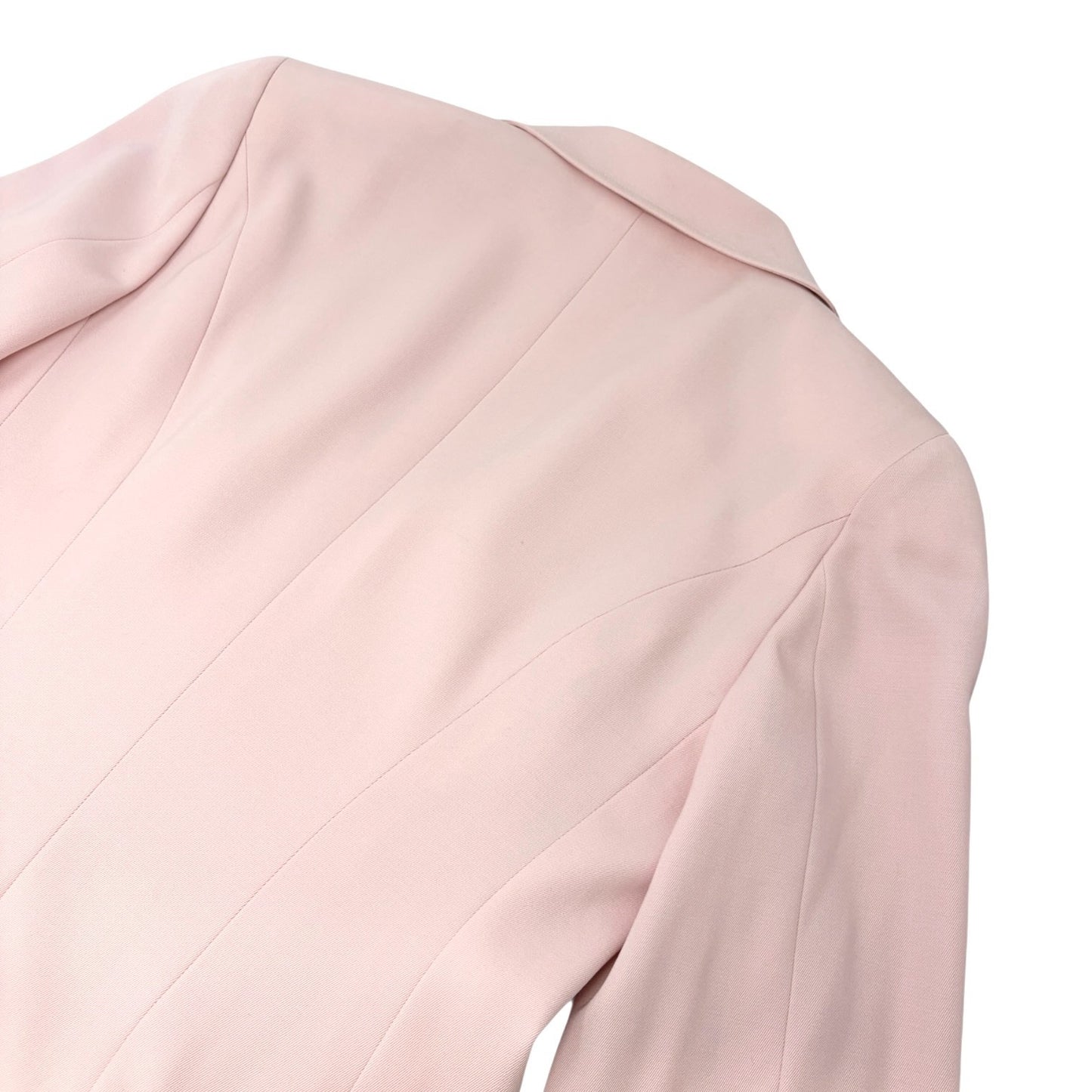 CHANEL Vintage 97P CC Logo Button Blazer Long Coat Jacket #40 Pink Wool