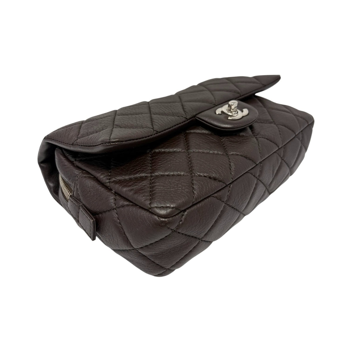 CHANEL Vintage CC Logo Quilted Chain 2way Bag Dark Brown Leather 902478