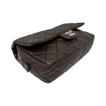 CHANEL Vintage CC Logo Quilted Chain 2way Bag Dark Brown Leather 902478