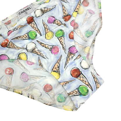 CHANEL Vintage 04C CC Logo Ice Cream Print Bikini #38 Multicolor Nylon 901860