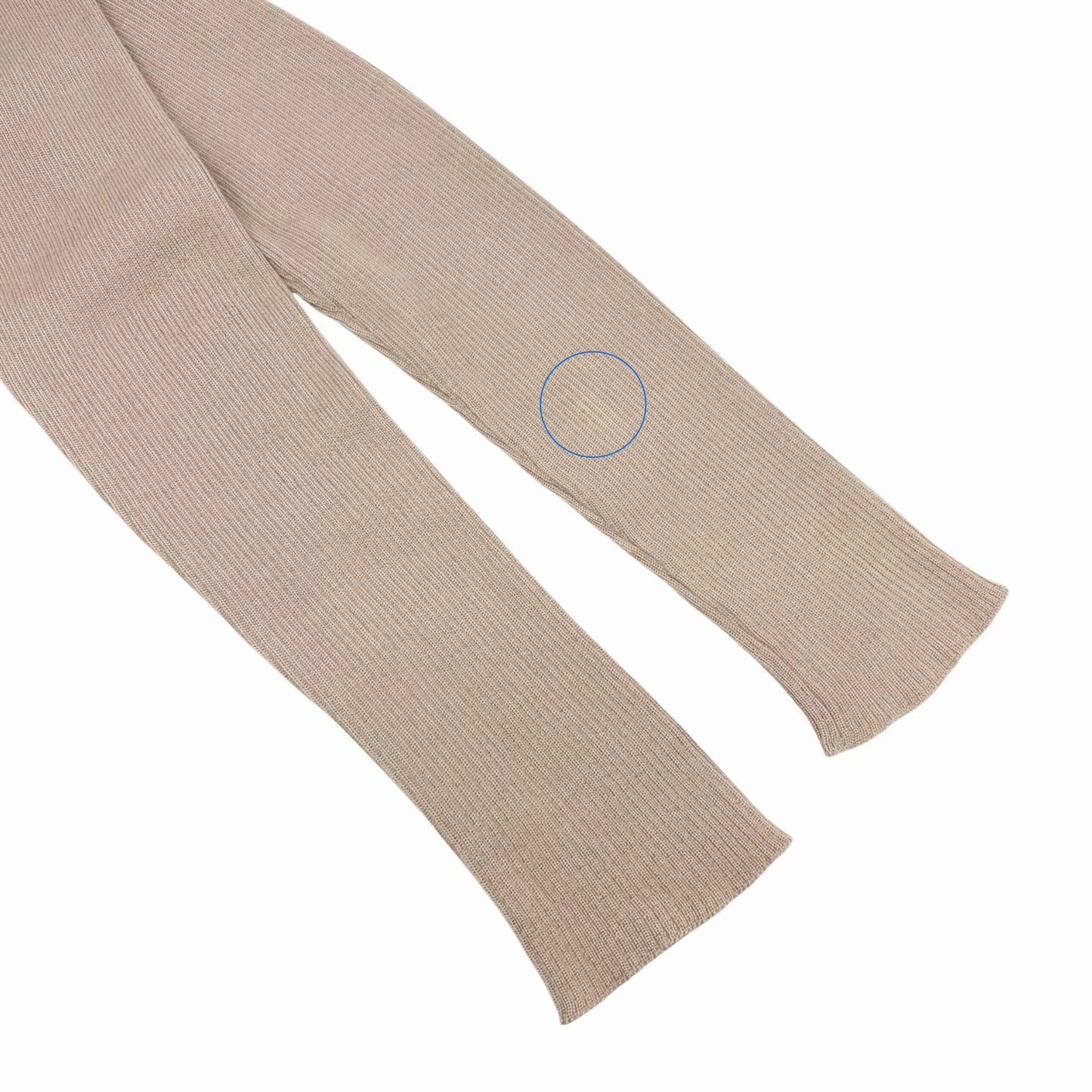 CHANEL Vintage 00A CC Logo Rib Knit Sweater Top #42 Beige Cashmere Silk 902082